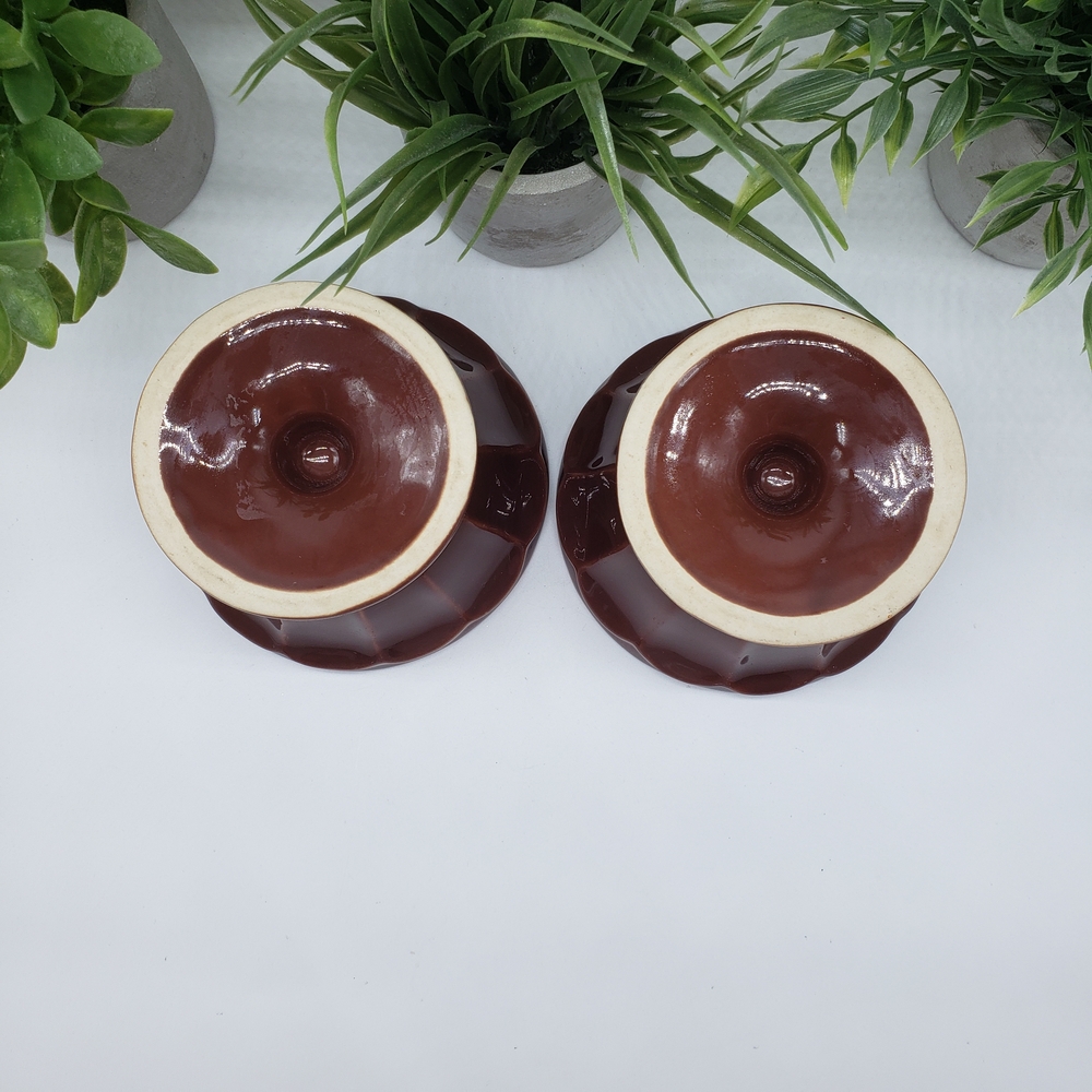 Hershey's Chocolate Vintage Set of 2 Brown Ceramic Sundae Dessert Bowls - Picture 7 of 9